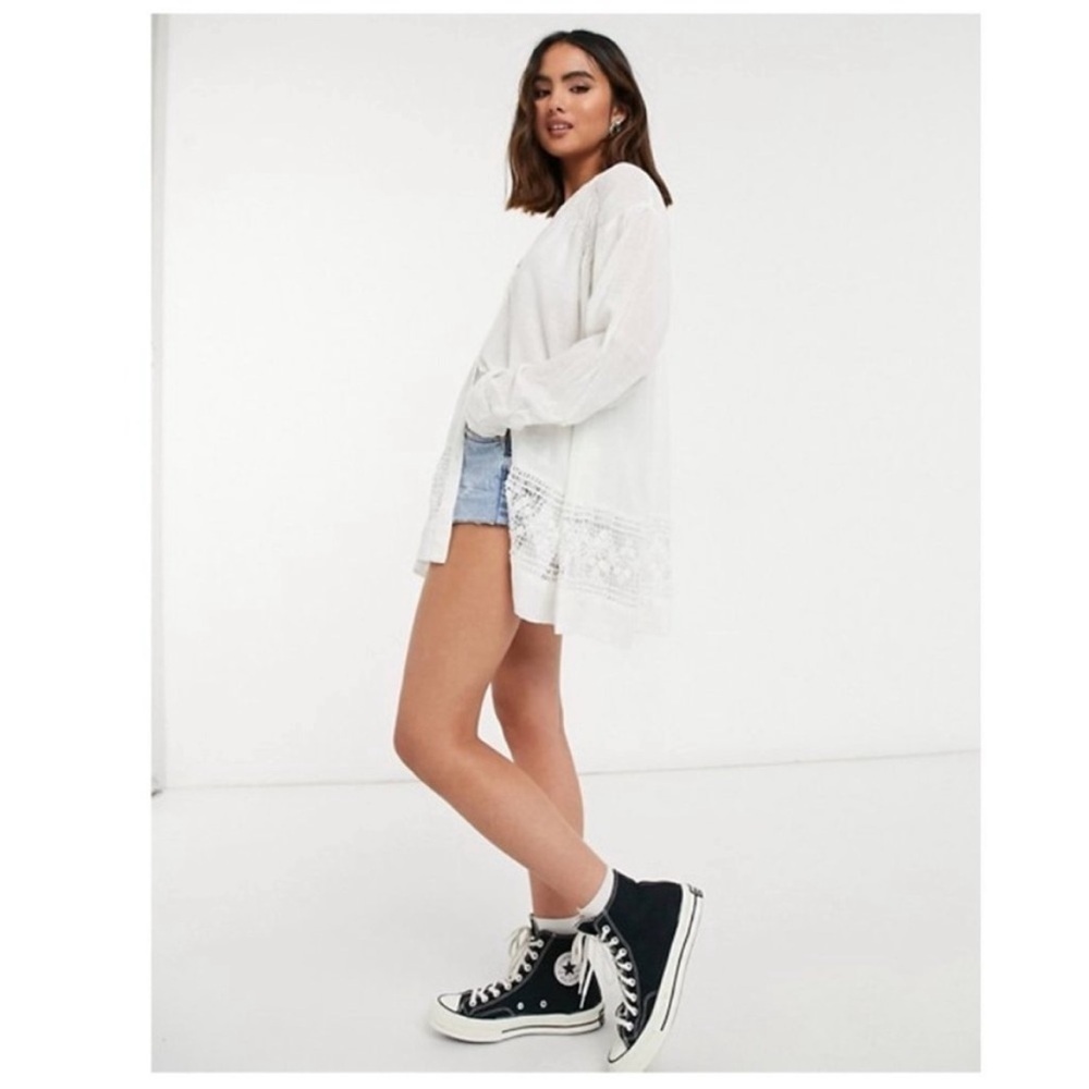 FREE PEOPLE | green gardens tunic white Lace Detail medium - Picture 5 of 13